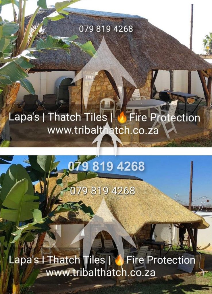 Expertly restored thatched roof: Re-Thatch Projects revitalizing outdoors